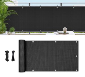 Home Essentials Balcony Screen Garden Privacy Protection Opaque Waterproof Polyster 90 x 300 cm / Balcony Trellis with UV Protection / Privacy / Outdoor Terrace / Black