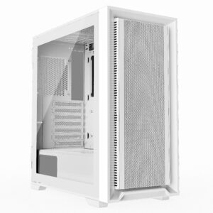 iONZ KZ22 V2 PC Gaming Case - Mid Tower ATX Hinged Tempered Glass - High Airflow - Front I/O USB Type-C | White