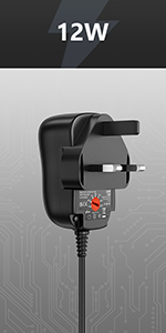 12w 3v 4.5v 5v 6v 7.5v 9v 12v 1a 1000mA universal ac dc adapter power supply charger transformer