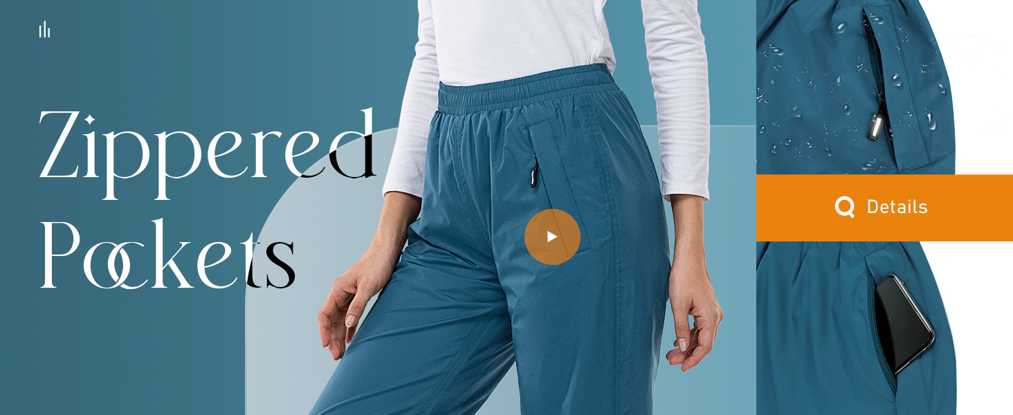Waterproof Trousers Womens Lightweight Breathable Quick Dry Rain Pants Outdoor Overtrousers