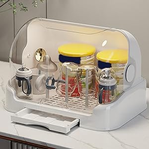 Space Saving Bottle Dryer Holder,Dustproof Bottle Storage with Cover