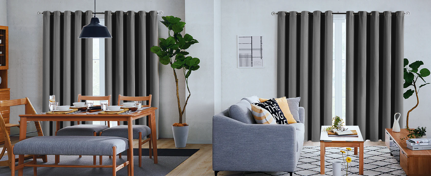 BLACKOUT EYELET CURTAIN GREY