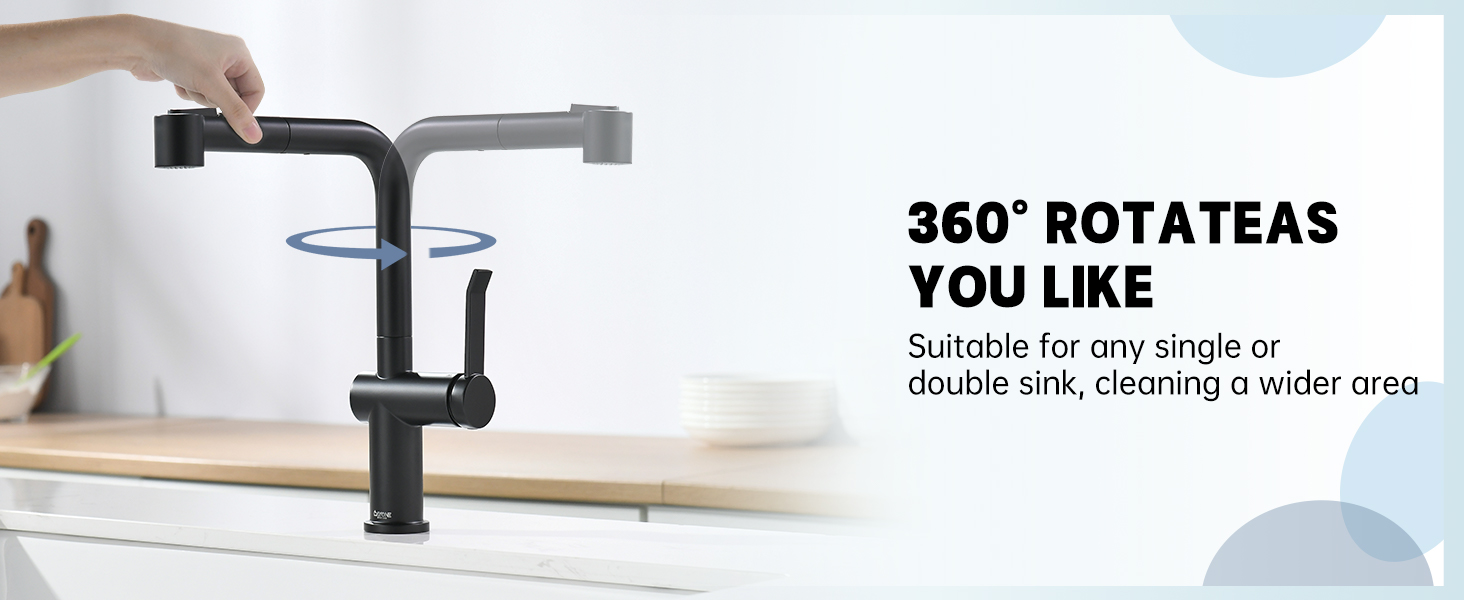 DAYONE Pull Out Kitchen Sink Mixer Taps, Modern Bar Sink Tap,Kitchen Faucet With 2 Functions Sprayer