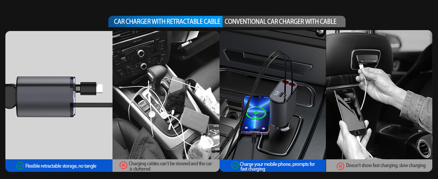 retractable usb car charger