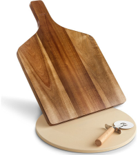 Pizza stone board and cutter