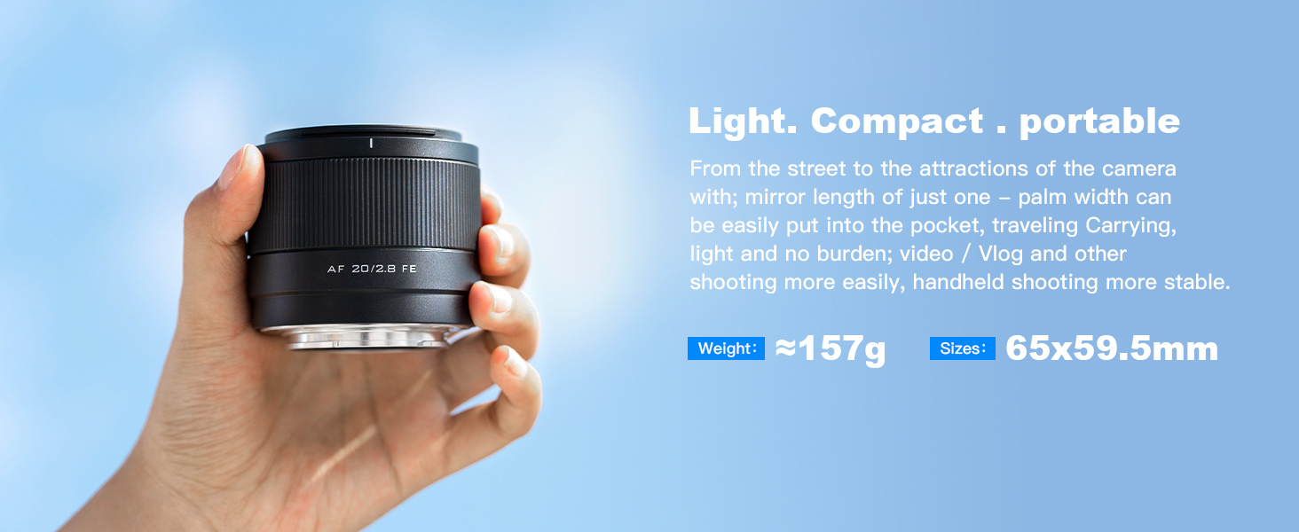 VILTROX 20mm F2.8 FE Full-Frame Wide Angle AutoFocus Lens Prime AF Compatible with Sony E-Mount