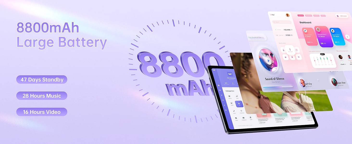 8800mAh large battery tablet android