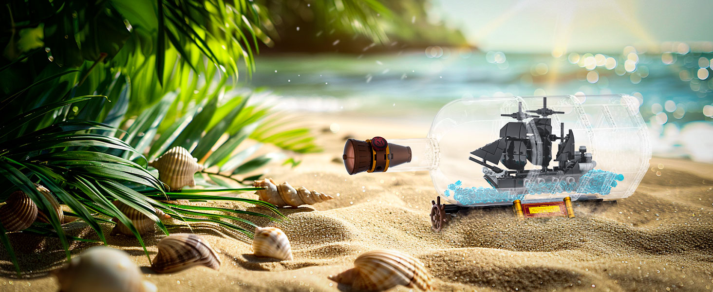 Pirate ship in bottles ship model clamping blocks with protective cover ship with display stand
