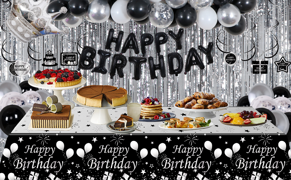 black birthday decorations