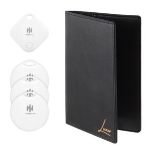 Smart Tag Pack-4 Combo: Including Free Luxor Passport Holder - Key Tracker and Item Finder for Apple iOS Devices