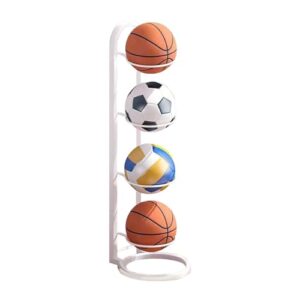 Renchey Ball Storage Rack - 4 Tier Sports Equipment Organiser | Basketball Organizer Rack | Iron Football Stand | Multifunctional Vertical Ball Holder For Volleyball Football Basketball Badminto