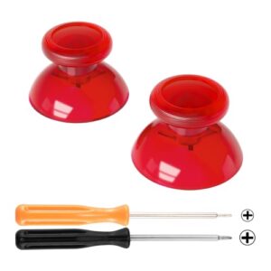 eXtremeRate Clear Red Replacement 3D Joystick Thumbsticks