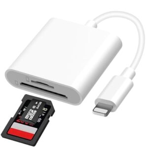Vonxite SD Card Reader for iPhone - 2 in 1 Memory Card Reader Adapter Dual Card Slot for SD/TF Card Camera Reader Adapter
