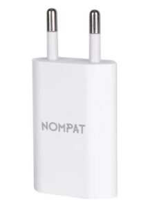NomPat 2 Round Pin With USB Port EU Travel Adapter Charger | EURO Plug Wall Charger | European Universal Port Compatible with Shaver Samsung iPhone Toothbrush Mobile Phones Tablet Camera