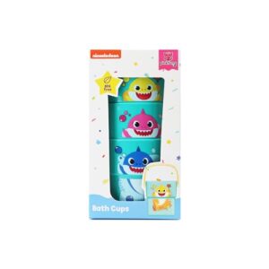 Baby Shark Bath Cups 3 Pack Baby Bath Toys Educational & Fun 6M+ Animal Print Stackable Fill Up Buckets Fill N Spill Bathtub Fun Toy For Toddlers/Childre