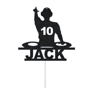 Personalize Pro Music DJ Designed Cake Topper | Customise Any Age Any Name Double Side Glitter Cake Toppers | Music DJ party