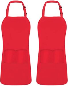 Utopia Kitchen 2 Pack Adjustable Bib Apron with 2 Pockets Waterdrop Resistant Cooking Kitchen Apron for Men