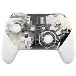 eXtremeRate Silver Splatter Faceplate Backplate Handles for Nintendo Switch Pro Controller