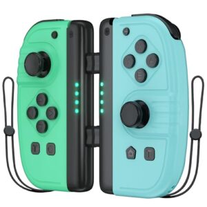 TURPOW L/R Wireless Controllers for S-witch 2er Set Wireless Gamepad compatible with N S-witch/Lite/OLED Green & Blue