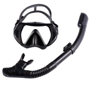 Adult Snorkeling Gear Snorkel Set with Dry Top System 180 Degree Foldable Panoramic Snorkel Mask