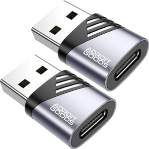 AdroitGoods 2x USB-A to USB-C Adapter - USB 3.1 - Converter - Aluminium grey (Grey)