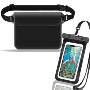 Travel Essentials for Women Men Waterproof Phone Pouch IPX8 Universal Case Dry Bag Phone Protector Compatible with iPhone 15 14 13 12 Pro Max Samsung Up to 7" Beach Kid Accessories 2 Pcs Black