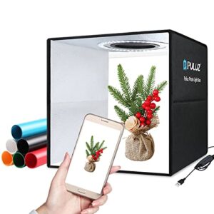PULUZ Light Box Photography 12''/30cm Small Photo Box Booth Portable Photo Studio Lightbox with CRI 97 Dimmable LED Lights & Double-Sided Reflector Board & 6 PVC Backdrops
