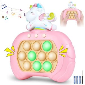 SEUMOO Pop It Game Fidget Toys Light Up Sensory Fidget Toy Button Puzzle Pop Push It Quick Push Bubbles Game Controller Machine Stress Relief Fidget Toys for Kids Adults Console Rainbow Pegasus