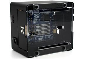 KKSB Project Case for Arduino UNO R4 | Compatible with UNO R4 Minima and UNO R4 WiFi | Space for Arduino Ethernet HAT | Transparent Cover | Durable Aluminium Case with Steel Base