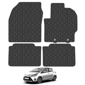 Car Mats for Toyota Yaris Hybrid (2020-Onwards) Car Floor Mats Premium Rubber Tailored Fit Set Accessory Black Custom Fitted 4 Pieces with Clips - Anti-Slip Backing