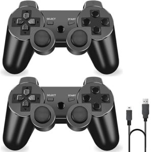 Rzzhgzq 2 Pack PS3 Wireless Controller Playstation 3 Controller Wireless Bluetooth Gamepad with USB Charger Cable for PS3 Console