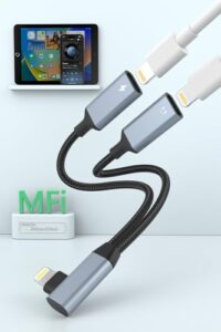 【Apple MFi Certified】iPhone Lightning to Dual Lightning Headphone Jack and Charger Cable Adapter
