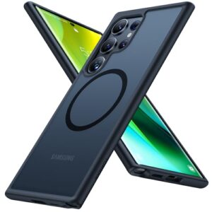 TORRAS for Samsung S24 Ultra Case with Magsafe [12FT Military Shockproof] [Safe & Fast Charging] [Slim Fit Velvety Touch] Matte Translucent Anti-Scratch Samsung Galaxy S24 Ultra Case Thin Cover Black