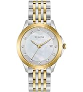 Bulova Women's Diamond Quartz Watch with White Dial Analogue Display and Silver Stainless Steel B...