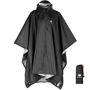 Anyoo Waterproof Rain Poncho Lightweight Reusable Hiking Rain Coat Jacket with Hood for Outdoor Activities