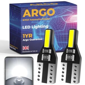 Argo 501 T10 Led White Car Light Bulbs / 2SMD Interior Side Light Parking Headlight Number Plate Canbus Error Free W5w 168 194 Super Bright Xenon Halogen Upgrade Bulb 2 Pack