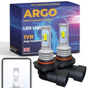Argo Hb4 9006 Led Xenon White Canbus Error Free P22d 6000k Headlight High Low Dipped Main Beam Super Bright White Fog Light Lamp Bulbs Car Van DRL Daytime Runnning Lights Halogen Upgrade 12