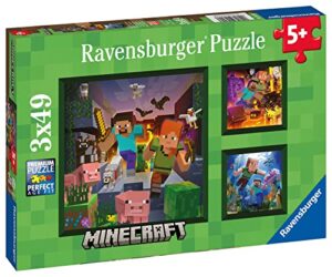 Ravensburger Minecraft Biomes Jigsaw Puzzles for Kids Age 5 Years Up - 3x 49 Pieces