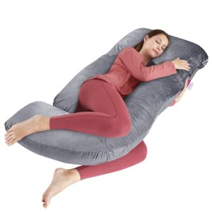 Wndy's Dream Pregnancy Pillow with Grey Velvet Cover