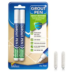 Twin Pack White Grout Pen - Designed for restoring tile grout in bathrooms & kitchens (White)