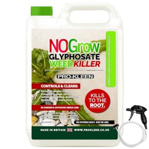 Pro-Kleen NOGROW WeedKiller 4 Litre Deep Root Killing 7.2g/l Glyphosate Weed Killer Ready to Use Formula Supplied with Spray Head & Hose