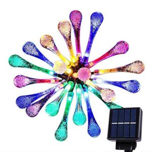 Goodia multi color 4.8M 20 LED Icicle Lights Solar Powered Raindrop Garden String Fairy Lights/ LED Waterproof Decorative Lights for Outdoor