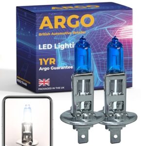 Argo H1 55w Xenon Super White Bulbs/Headlight Front Fog Light Cornering Lamp 448 P14.5S IEC 60061 466 Car Halogen Hid Upgrade Bright 6000k Bulb 12