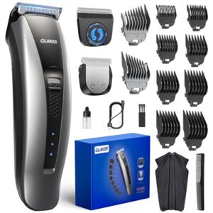 GLAKER Hair Clippers for Men Cordless - 2 in 1 Hair Trimmer with 10 Guards