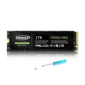 Fikwot FN501 Pro 1TB NVMe SSD - M.2 2280 PCIe Gen3 x4 Internal Solid State Drive with Graphene Cooling Sticker