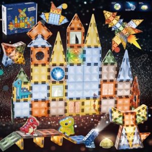BINZKBB Deluxe Lighted 3D Clear Magnetic Building Blocks Tiles
