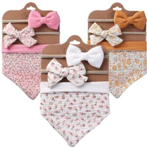 Aiziki Muslin Baby Bibs Dribble Bandana Bibs 100% Cotton Drool Bibs for Teething Soft & Absorbent with Adjustable Snaps 3IN1