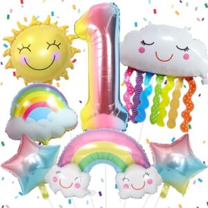Rainbow Balloons 1st Birthday Decorations For Girls