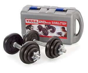 York Fitness Cast Chrome Dumbbell Spinlock - Adjustable Dumbbell Free Weights Set Perfect Hand Weights for Bodybuilding Weightlifting Barbell Weights Home Gym Equipment (Pack of 2) - Black