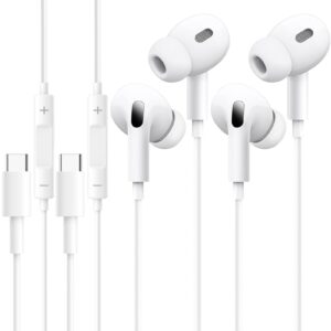 2 Pack USB Type C Earphones for iPhone 15 Pro Max 15 Plus